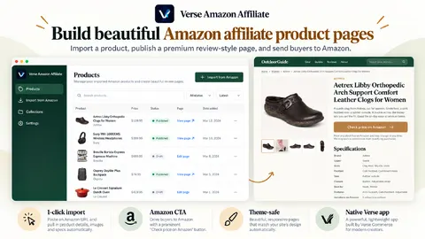 Verse Amazon Affiliate – Product Importer & Affiliate Pages app screenshot preview