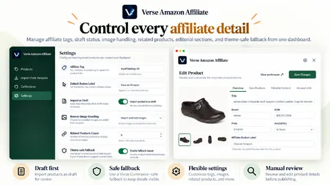 Verse Amazon Affiliate – Product Importer & Affiliate Pages — screenshot 5 of 6