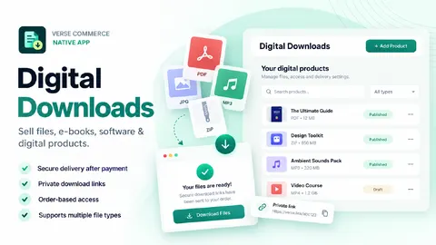 Digital Downloads — Files, Links & Delivery app screenshot preview